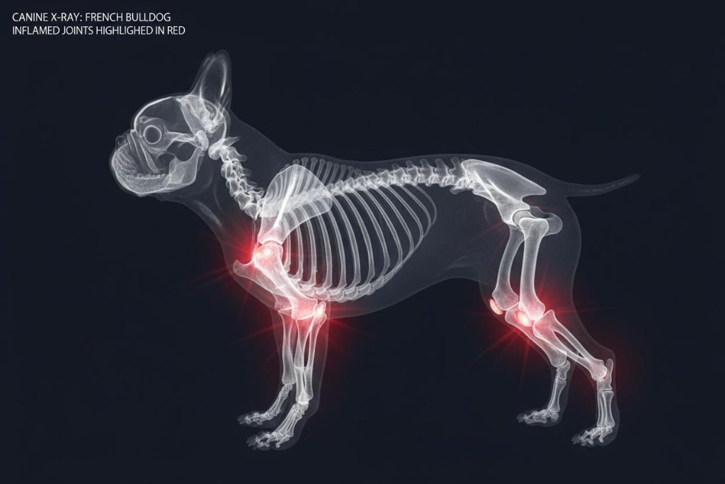 Hund mit Gelenkschmerzen im Winter - Röntgenbild